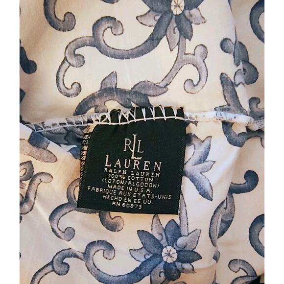 RALPH LAUREN PORCELAIN ROSETTE FULL SHEETS SET Flat Fitted 2 Pillowcases USA - Picture 7 of 7